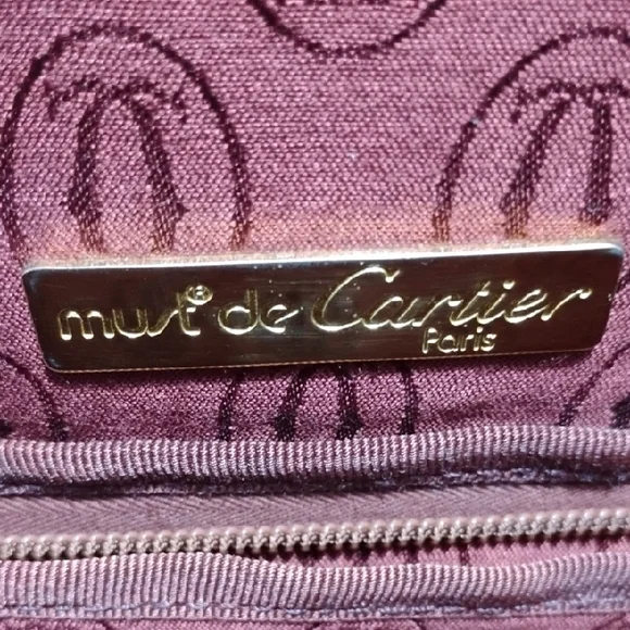 SALE! Auth Cartier Must Line Leather Bordeaux Shoulder Bag Dust Bag Coin Case - Picture 9 of 16